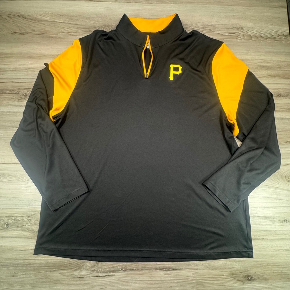 Fanatics Pittsburgh Pirates MLB Mens 3XL Black Yellow Quarter Zip Pullover Shirt